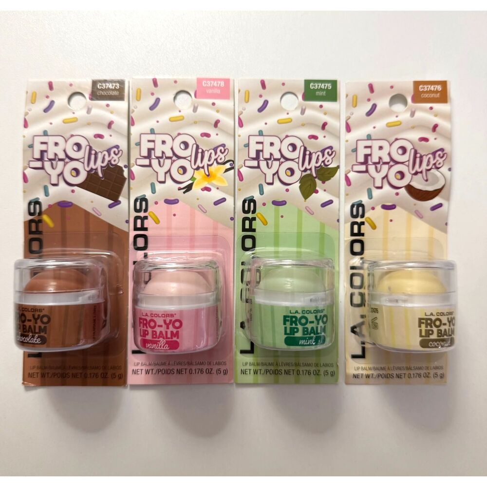 L.A. Colors FRO-YO Lip Balm Set of 4 Chocolate Vanilla Mint Coconut NEW